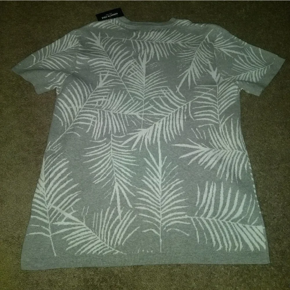 Kenneth Cole Mens Short Sleeve Floral Crew Sweater
